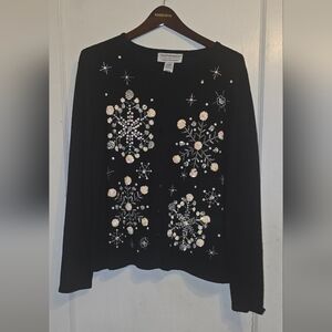 Vintage Beaded Black Cardigan Sweater